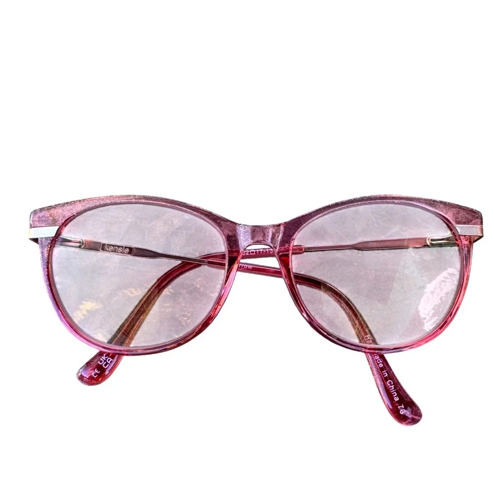 Kensie Pink Glitter Cat Eye Eyeglass Sunglass Frames Rose Gold Preppy Sparkle‎